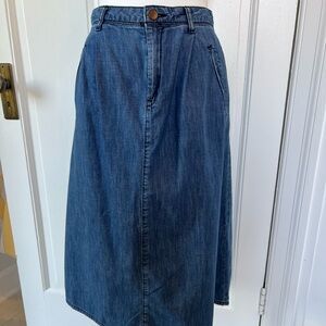 Denim Women's Midi Skirt with Pleated Waist